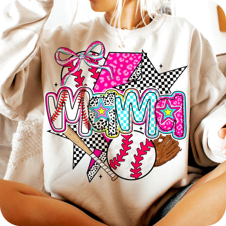 Neon Retro Baseball Mama