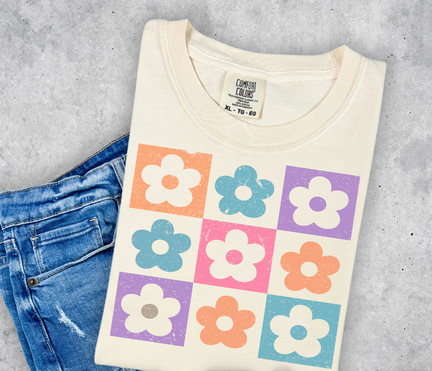 Retro Checkered Flowers