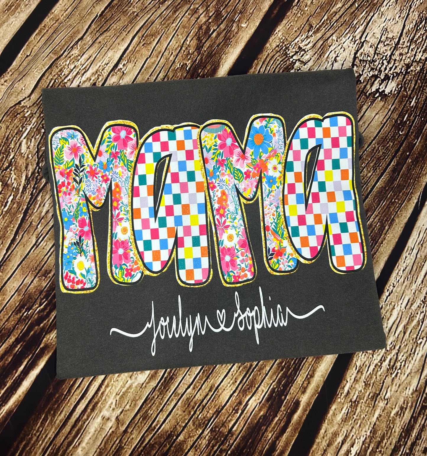 Checkered Floral Mama Custom