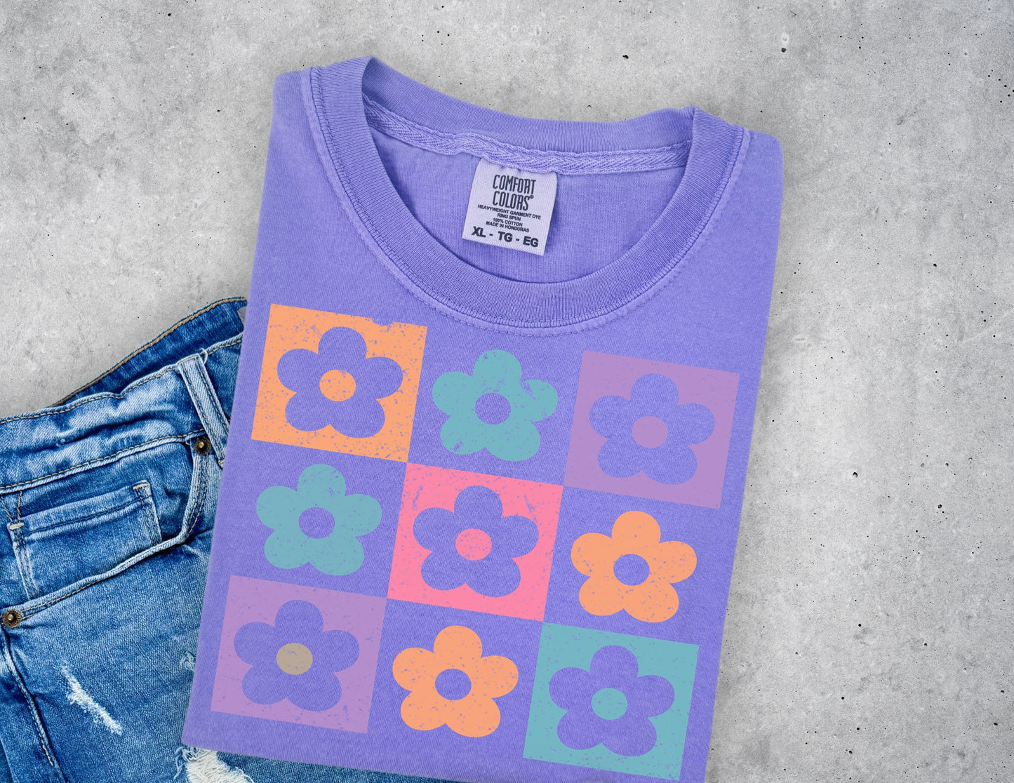 Retro Checkered Flowers