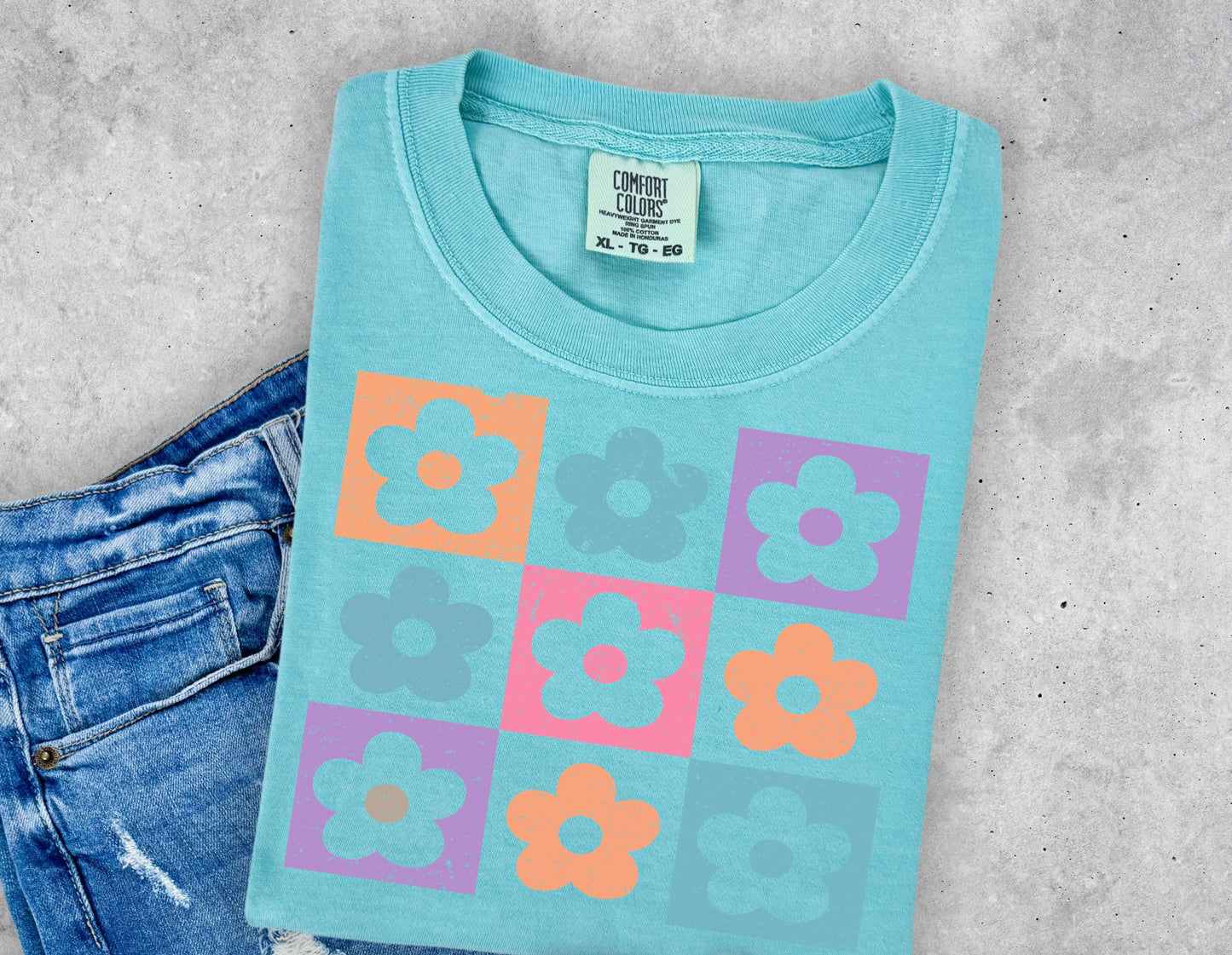 Retro Checkered Flowers