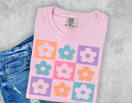 Retro Checkered Flowers