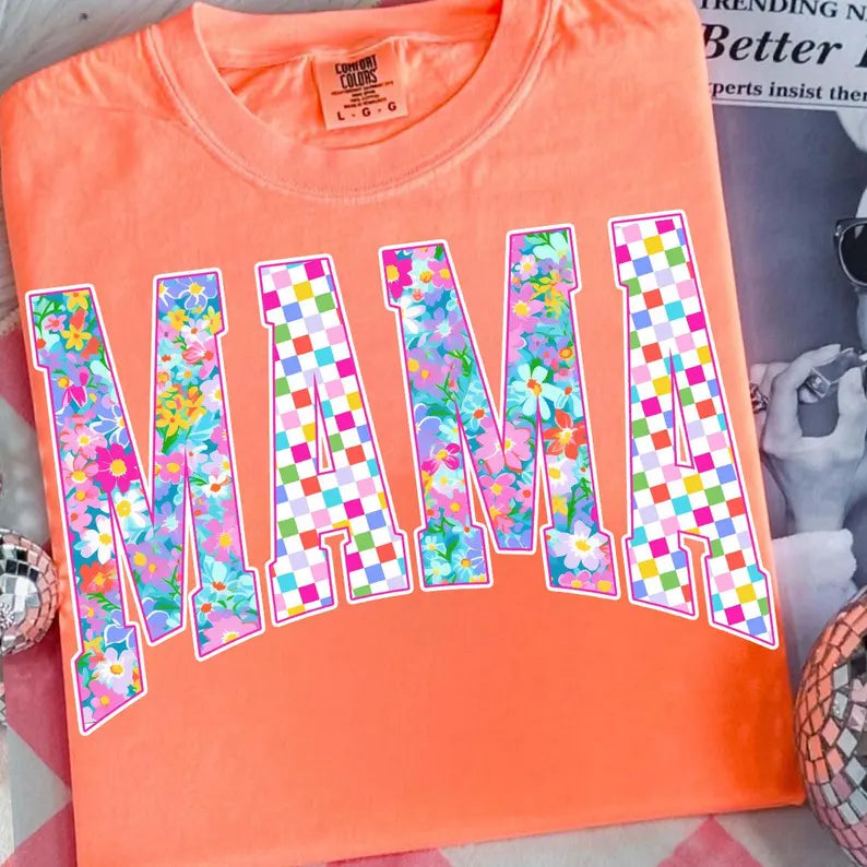 Summer Floral Checkered Mama